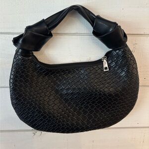 Black Woven Handbag, great condition inside and out !
